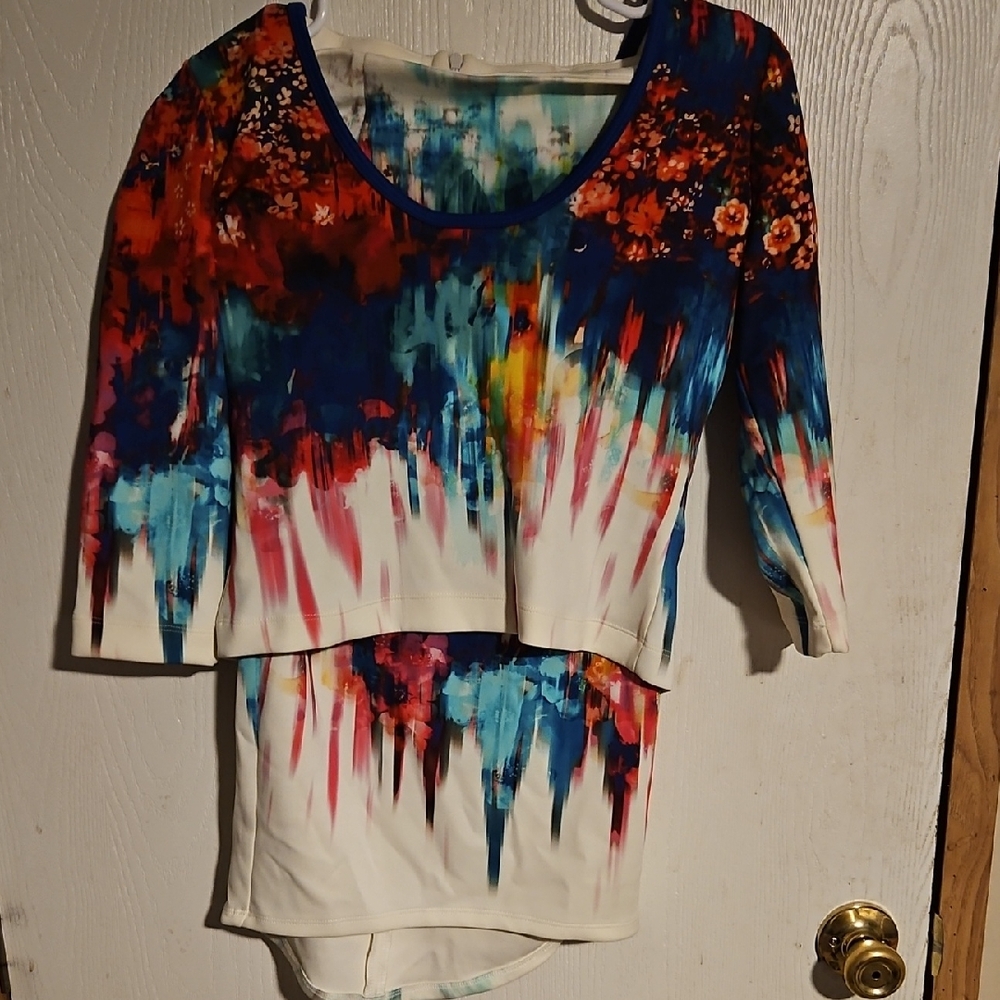 Bisou Bisou Multicolor Abstract Bodysuit